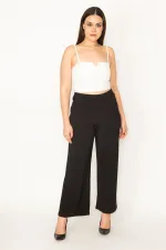 Kadın Lacivert Sandy Kumaş Ütü İzi Çima Dikişli Cepli Pantolon 65N31842