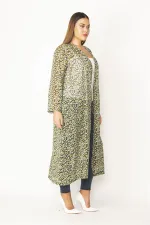 Kadın Kırmızı Şifon Kumaş Desenli Uzun Hırka 65N28497