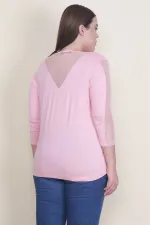 KADIN SOMON YAKA VE KOLLARI TÜL DETAYLI VİSKON BLUZ