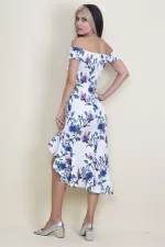 PATTERNED DRESS WITH SHOULDER DETAILS