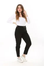 Kadın Büyük Beden Siyah 5 Cepli Likralı Kot Pantolon 65N37646