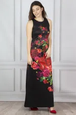 Women's Black Floral Patterned Dress 26A11200