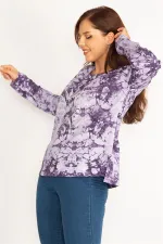 Women's Purple Tie Dye Printed Sweatshirt 65N34770
