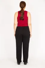 Kadın Siyah Büyük Beden Çima Dikişli Yan Cepli Eşofman Alt