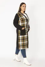 Kadın Gri Ekose Desenli Ön Boy Düğme Ve Cepli Kap 65N28487