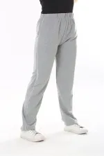 Kadın Büyük Beden Füme Biye Detaylı Yan Cepli Beli Lastikli Eşofman Alt 65N37840