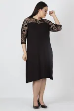 Kadın Siyah Dantel Detaylı Elbise 65N16218