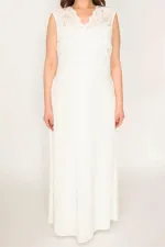 Kadın Büyük Beden Kemik Dantel Detaylı Astarlı Uzun Elbise 65N36782