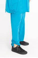 Kadın Mavi Yan Bağcık Detaylı Hırka Pantolon Takım 65N34906