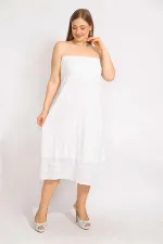 Kadın Kemik Göğüs Kısmı Geniş Gipe Lastikli Etek Ucu Dantel Detaylı Straplez Elbise 65N35680