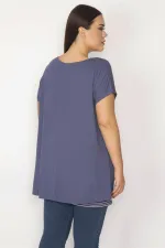 Kadın İndigo İç Atletli Düşük Kollu Tunik 65N29660