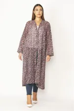 Kadın Kırmızı Şifon Kumaş Desenli Uzun Hırka 65N28497