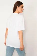 Kadın Beyaz Pamuklu Kumaş Dijital Baskılı Bluz 65N33277