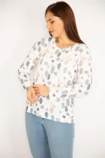 Kadın Kemik Triko Dokuma Desenli Bluz 65N34920
