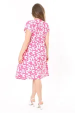 Kadın Pembe Anvelop Yakalı Yan Bağcıklı Bürümcük Elbise 65N37779