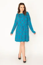 KADIN YEŞİL BELİ LASTİK VE CEP DETAYLI ELBİSE