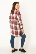 Kadın Bordo Önü Çıtçıt Düğmeli Oduncu Gömlek 65N32726