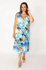 Kadın Renkli Anvelop Yakalı Renkli Elbise 65N34022