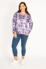 Women's Purple Tie Dye Printed Sweatshirt 65N34770