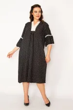 Kadın Renkli Dantel Detaylı Dokuma Viskon Kumaş Elbise 65N33210