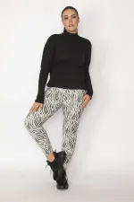 Kadın Siyah Zebra Desen Tayt Panyolon 65N29024