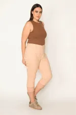 Kadın Vizon Paçası Tül Detaylı Likralı 5 Cep Kapri 65N31614