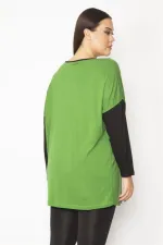 Kadın Yeşil Ön Baskılı İki Renkli Tunik 65N29492