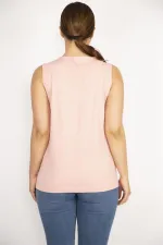 Kadın Kemik Büyük Beden Pamuklu Kumaş Yakası Dantel Detaylı Bluz