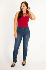 Kadın Lacivert Likralı 5 Cep Kot Pantolon 65N34535