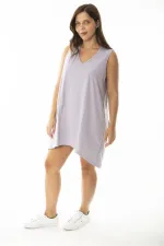 Kadın Büyük Beden Somon V Yakalı Uzun Kolsuz Bluz 65N36920