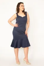 Jupe à volants bleu marine pour femme, bretelles épaisses dans le dos, fermeture éclair dissimulée