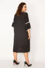 Kadın Renkli Dantel Detaylı Dokuma Viskon Kumaş Elbise 65N33210