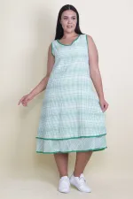 Kadın Kırmızı Biye Detaylı Etek Ucu Katlı Astarlı Elbise 65N17881