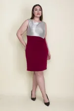 Kadın Gümüş Üst Kısmı Lame Ön Detaylı Abiye Elbise 65N26126