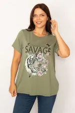 Kadın Haki Dijital Baskılı Rahat Kesim Tunik 65N34199