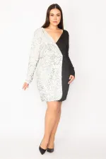 ROBE PORTEFEUILLE FERMÉE À PAILLETTES NOIRES POUR FEMME