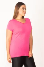 Kadın Pembe V Yakalı Viskon Bluz 65N27681