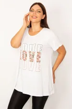 Kadın Beyaz Ön Baskılı Rahat Kesim Tunik 65N34198