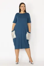 Kadın Bordo Cebi Payet Detaylı Viskon Elbise 65N28931