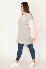 WOMEN'S GRAY POLO COLLAR SWEATSHIRT