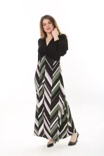 Kadın Büyük Beden Siyah Göğsü Büzgü Detaylı Uzun Kollu Elbise