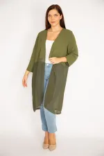 Kadın Haki Alt Kısmı Şifon Hırka 65N34879