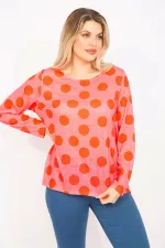 Kadın Fujya Bisiklet Yakalı Puan Desenli Bluz 65N35351