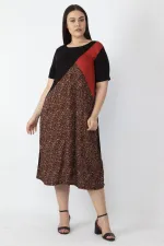 Kadın Turuncu Viskon Garnili Elbise 65N23624