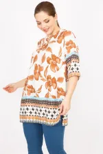 Kadın Fujya Büyük Beden Dokuma Viskon Kumaş Su Desenli Tunik