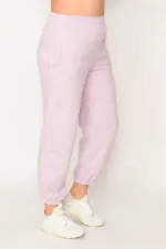 Kadın Gri Pamuklu Kumaş İçi Şardon Paça Ve Bel Lastikli Cep Detaylı Eşofman Alt  65N30436