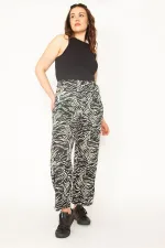 Kadın Kemik Yarım Astarlı Beli Lastikli Pantolon 65N32715