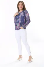 Kadın Büyük Beden Renkli Astarlı Tül Bluz 65N37810