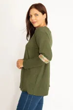 Kadın Haki Dantel Detaylı Bluz 65N34647