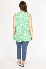 Kadın Kırmızı Büyük Beden Önü A Pileli V Yakalı Tunik